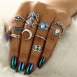 10 Ring Set Blue Lotus